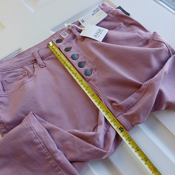 a.n.a. High-Rise Skinny Ankle Jeans 14 button fly Lilas Pink 33W x 26L NOS - Picture 11 of 15